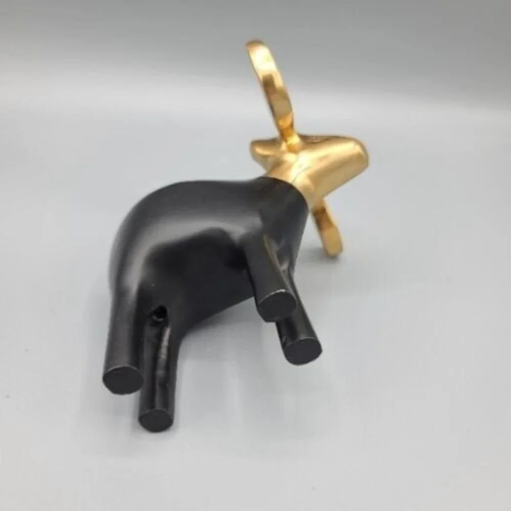 Moose and Christmas Tree Black Metal Candle Holder